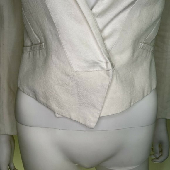 Haider Ackermann White Linen Crop Tuxedo Blazer Jacket - Picture 8 of 11